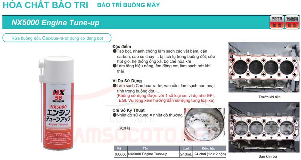 Dung dịch vệ sinh buồng đốt ô tô xe máy Nhật Bản NX5000